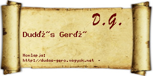 Dudás Gerő névjegykártya